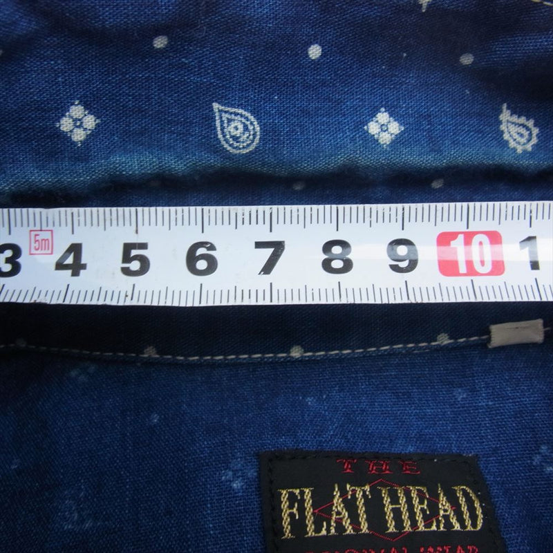 THE FLAT HEAD ザフラットヘッド ペイズリー ウエスタン シャツ インディゴブルー系 34【中古】