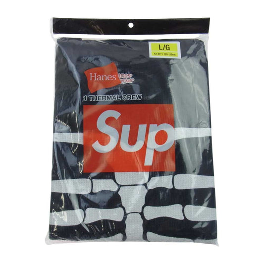 Supreme シュプリーム 23AW Hanes ヘインズ Bones Thermal Crew ボーンズ サーマル 長袖 Tシャツ Lサイズ ブラック系 L【新古品】【未使用】【中古】