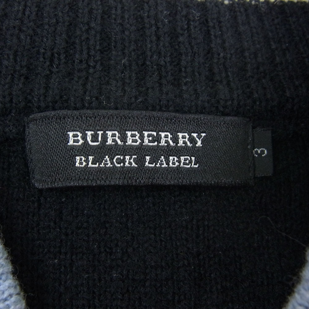BURBERRY BLACK LABEL バーバリーブラックレーベル BMT15-115-09 ロゴ刺繍 ニット切替 フェイクスエード 中綿 ブルゾン ジャケット ブラック系 3【中古】
