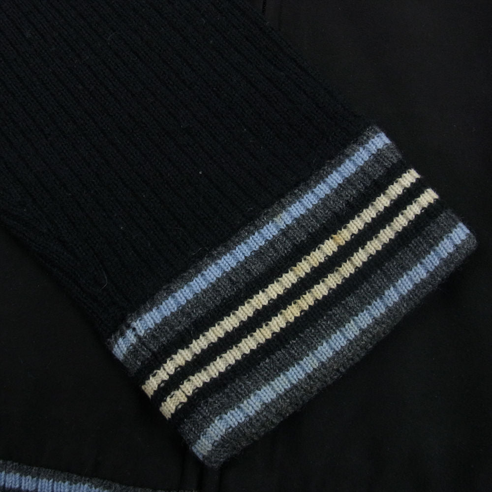 BURBERRY BLACK LABEL バーバリーブラックレーベル BMT15-115-09 ロゴ刺繍 ニット切替 フェイクスエード 中綿 ブルゾン ジャケット ブラック系 3【中古】