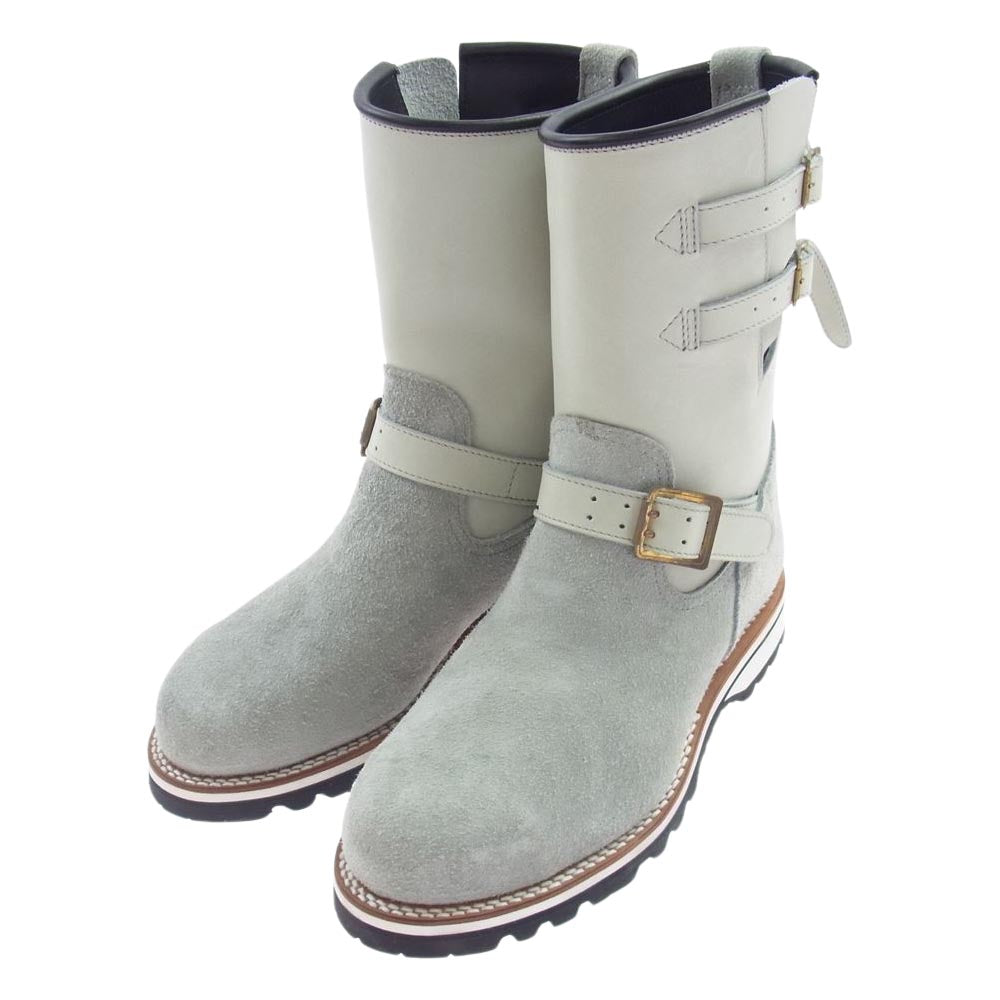 ティーアールフォーサスペンション ダブルストラップ エンジニア ブーツ グレー系 オフホワイト系 8.5【中古】