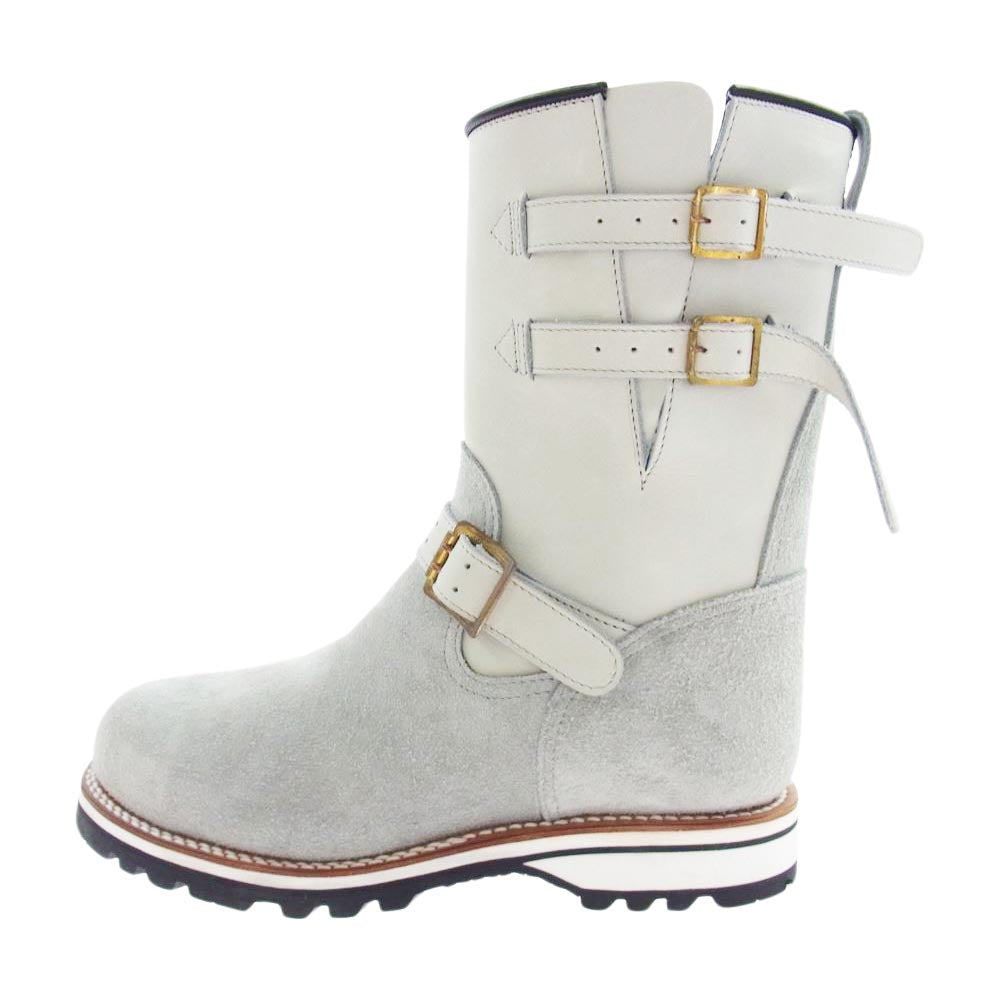 ティーアールフォーサスペンション ダブルストラップ エンジニア ブーツ グレー系 オフホワイト系 8.5【中古】