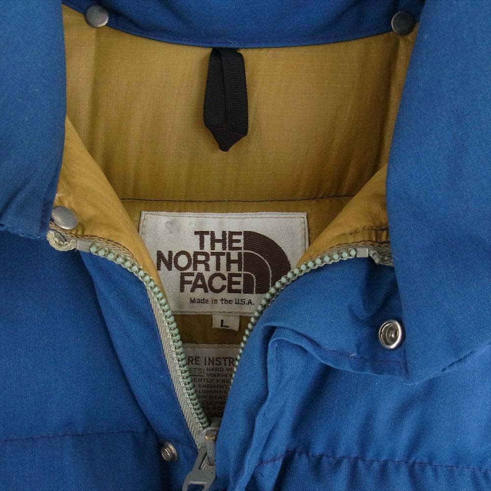 THE NORTH FACE ノースフェイス USA製 80s 茶タグ 着脱可能フード付き フーディ ダウン ジャケット ブルー系 L【中古】