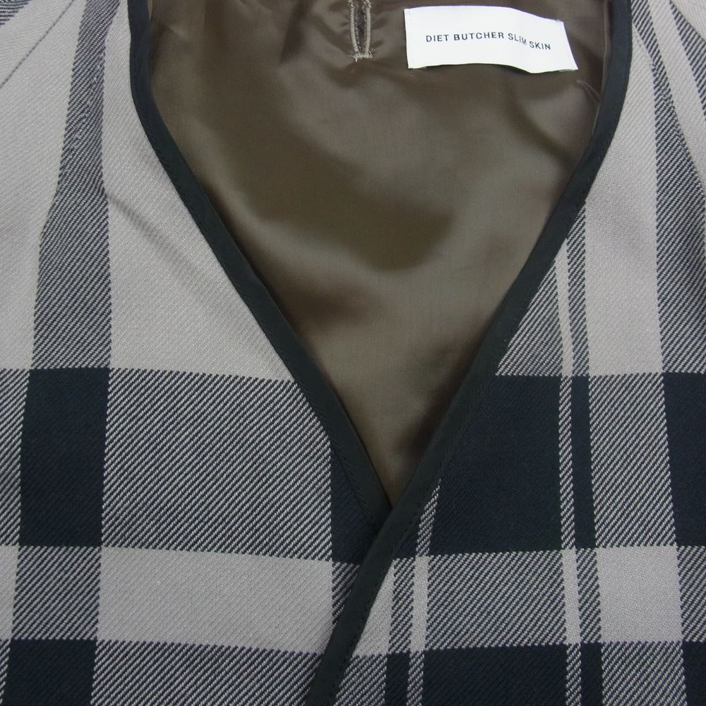 DIET BUTCHER SLIM SKIN ダイエットブッチャースリムスキン 19AW コットン チェック ライナー コート グレージュ系【中古】