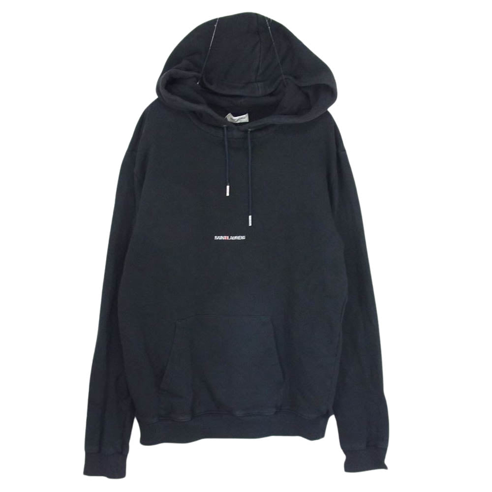 SAINT LAURENT サンローラン 464581 ロゴプリント プルオーバー スウェット フーディー パーカー ブラック系 S【中古】