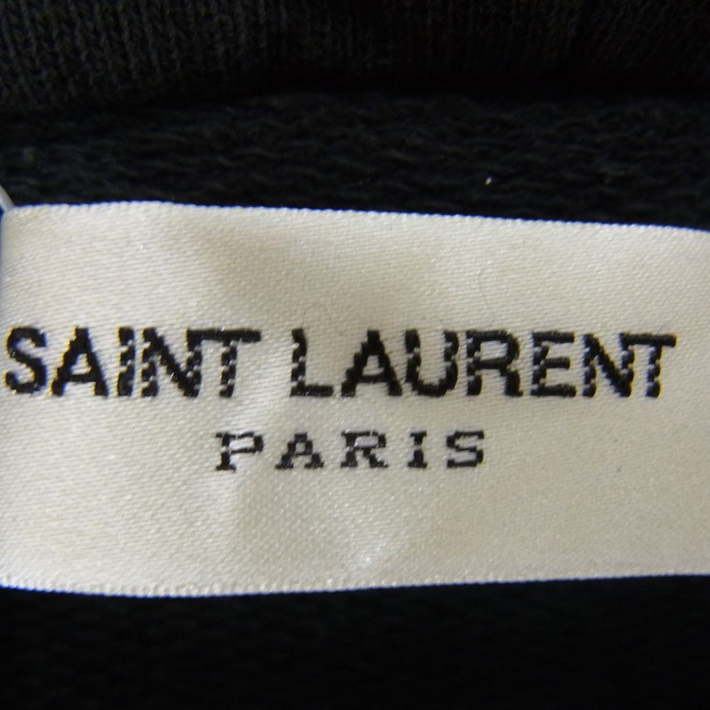 SAINT LAURENT サンローラン 464581 ロゴプリント プルオーバー スウェット フーディー パーカー ブラック系 S【中古】