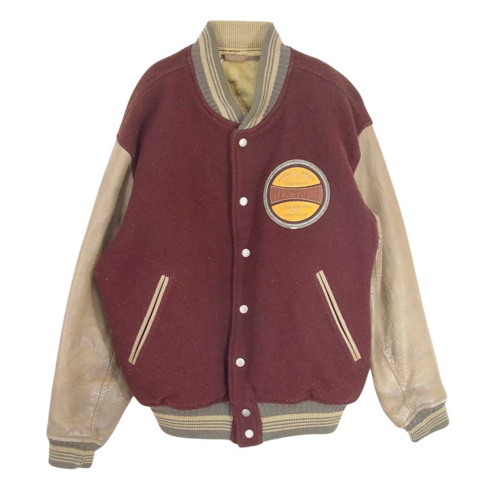 MEN'S BIGI メンズビギ JM-1A63 80s 袖切替 ウール スタジャン バーシティジャケット エンジ系 L【中古】