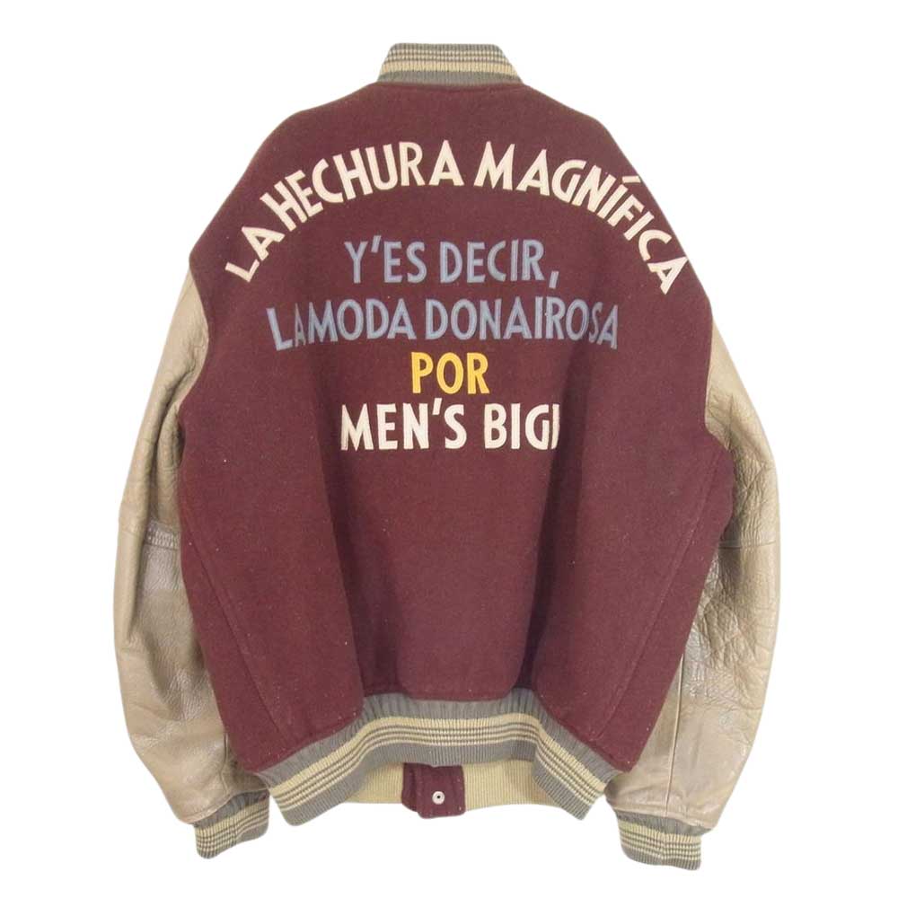 MEN'S BIGI メンズビギ JM-1A63 80s 袖切替 ウール スタジャン バーシティジャケット エンジ系 L【中古】