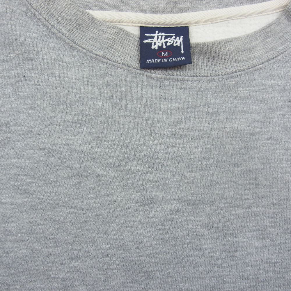 STUSSY ステューシー 90s 紺タグ ロゴプリント クルーネック スウェット トレーナー グレー系 M【中古】