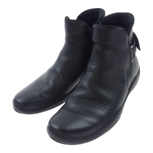 PRADA プラダ 10 4 U 0775 ベルクロ レザー アンクル ブーツ シューズ ブラック系 7.5【中古】