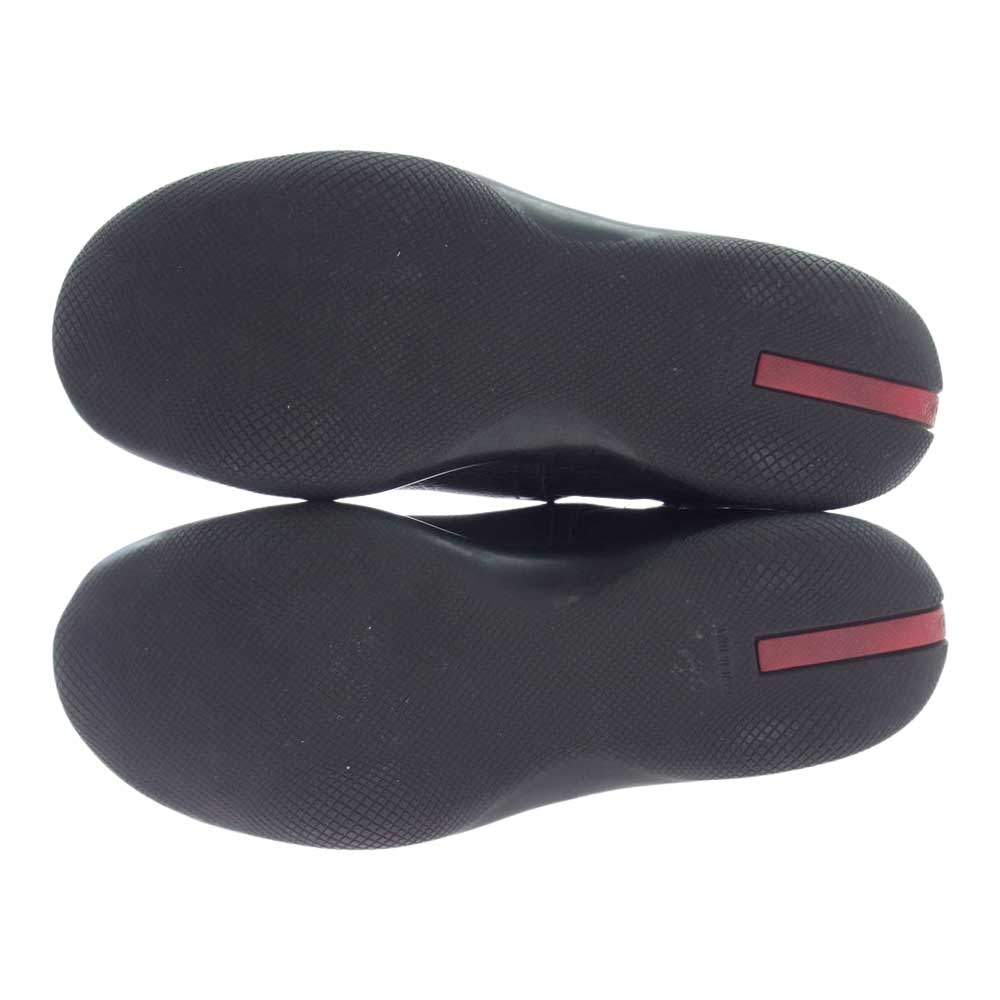 PRADA プラダ 10 4 U 0775 ベルクロ レザー アンクル ブーツ シューズ ブラック系 7.5【中古】