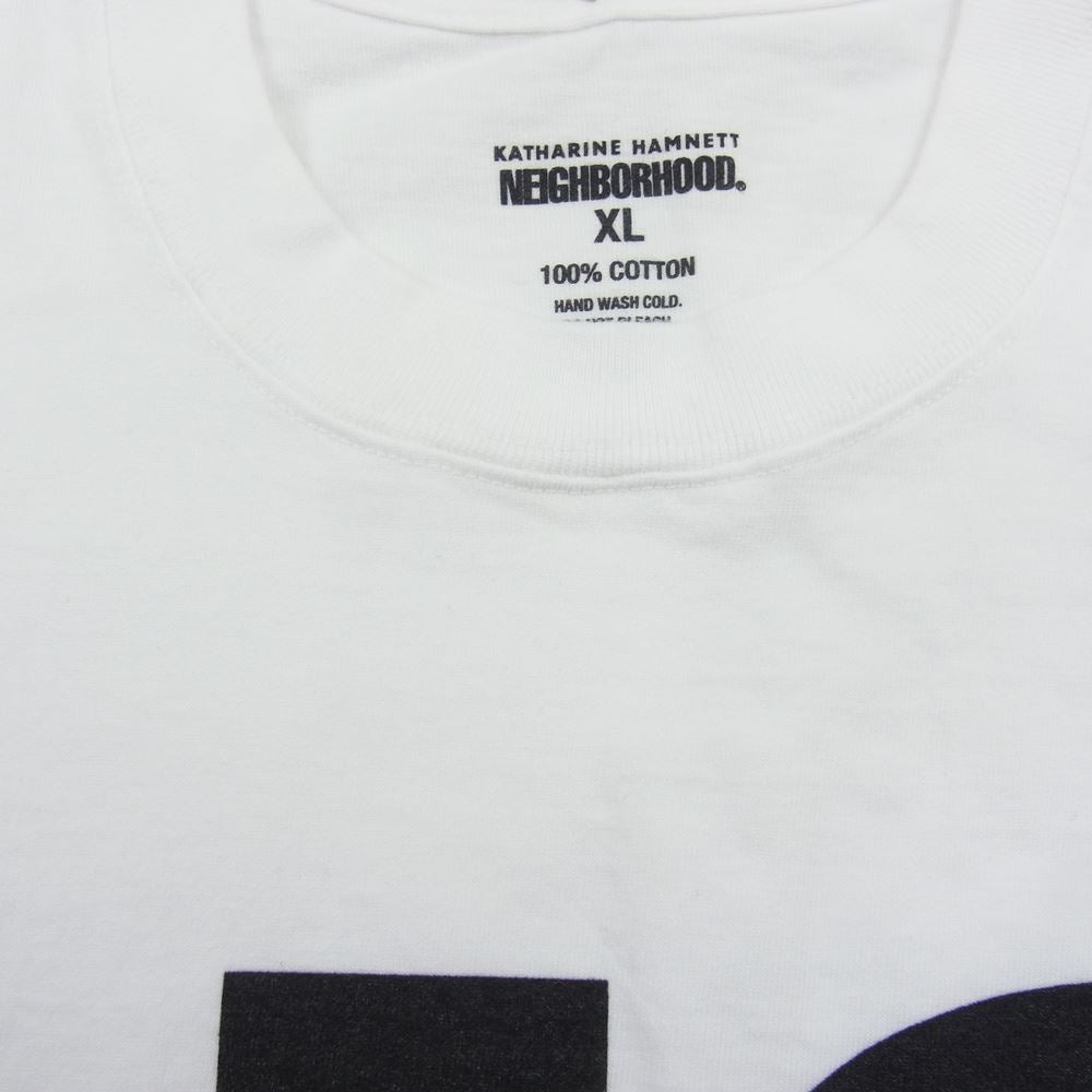 NEIGHBORHOOD ネイバーフッド 22SS 221PCKHN-STM01S × KATHARINE HAMNETT キャサリン ハムネット NHKH / C-TEE . SS スローガン Tシャツ ホワイト系 XL【極上美品】【中古】