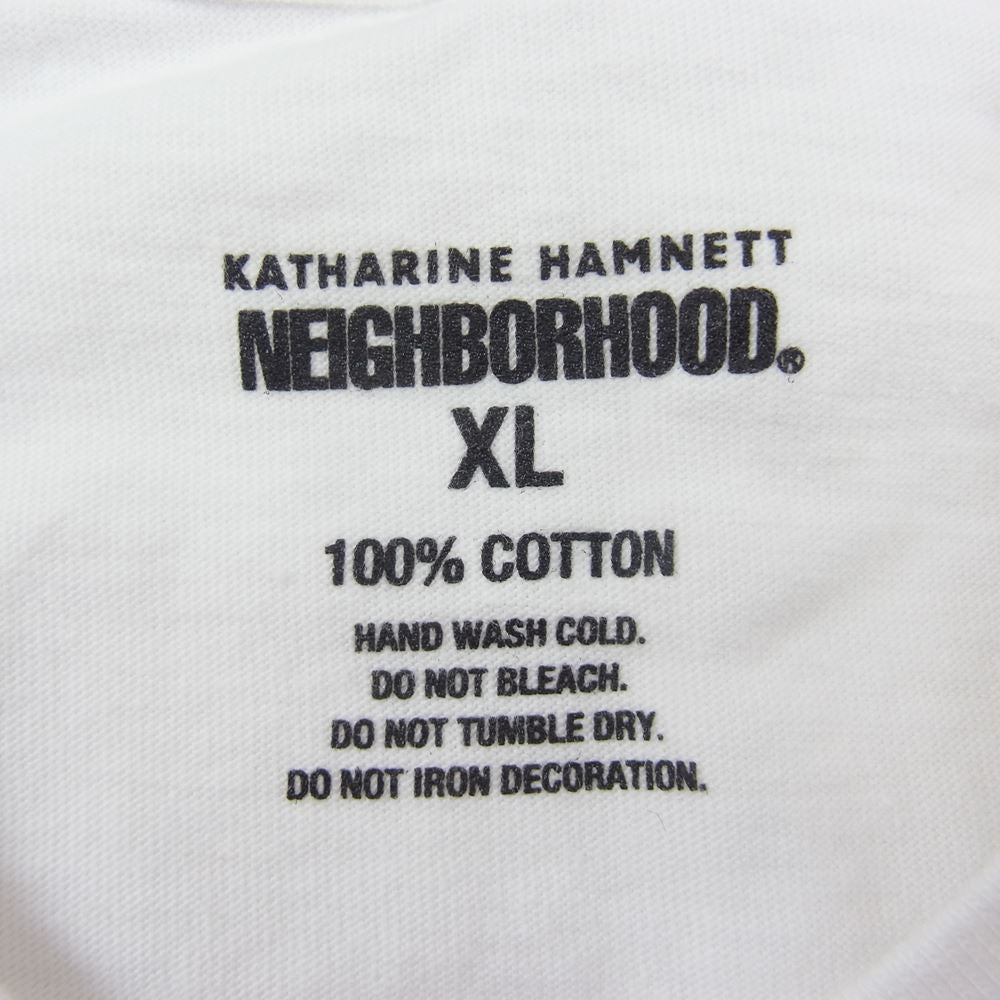 NEIGHBORHOOD ネイバーフッド 22SS 221PCKHN-STM01S × KATHARINE HAMNETT キャサリン ハムネット NHKH / C-TEE . SS スローガン Tシャツ ホワイト系 XL【極上美品】【中古】