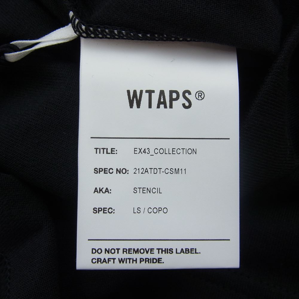 WTAPS ダブルタップス 21AW 212ATDT-CSM11 STENCIL LS COPO ステンシル ロゴ 長袖 Tシャツ カットソー ブラック系 03【極上美品】【中古】