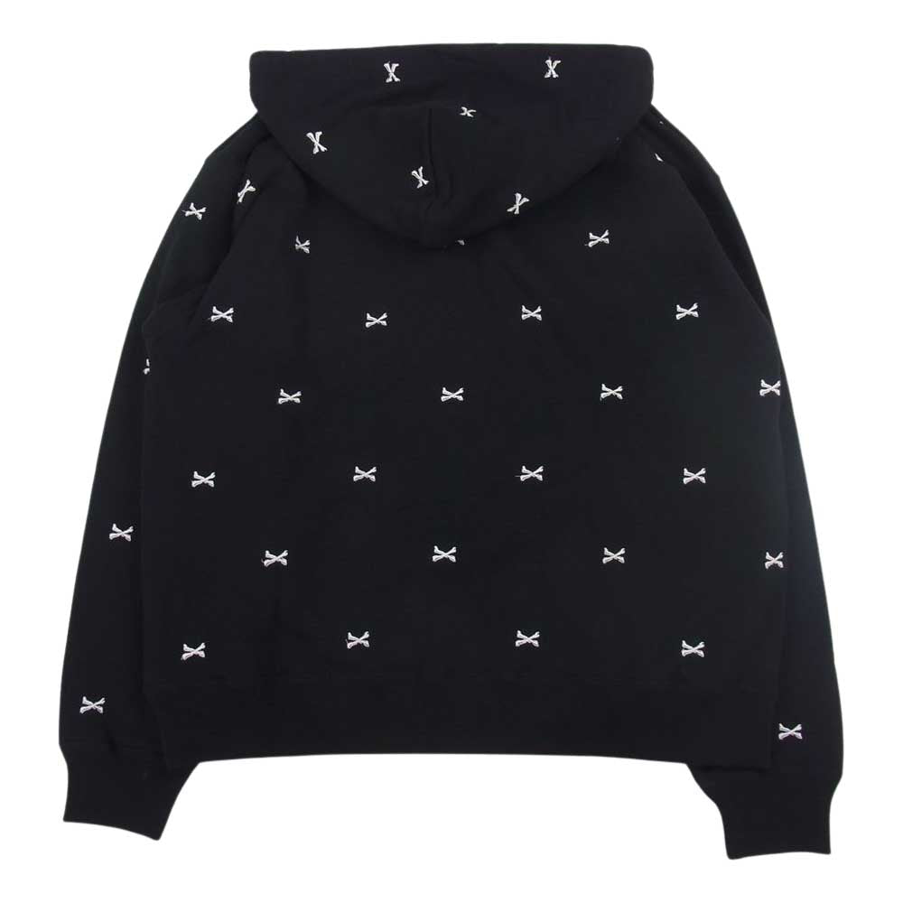WTAPS ダブルタップス 22AW 22ATDT-CSM26 ACNE HOODY CTPL TEXTILE クロスボーン 刺繍 総柄 パーカー ブラック系 03【極上美品】【中古】