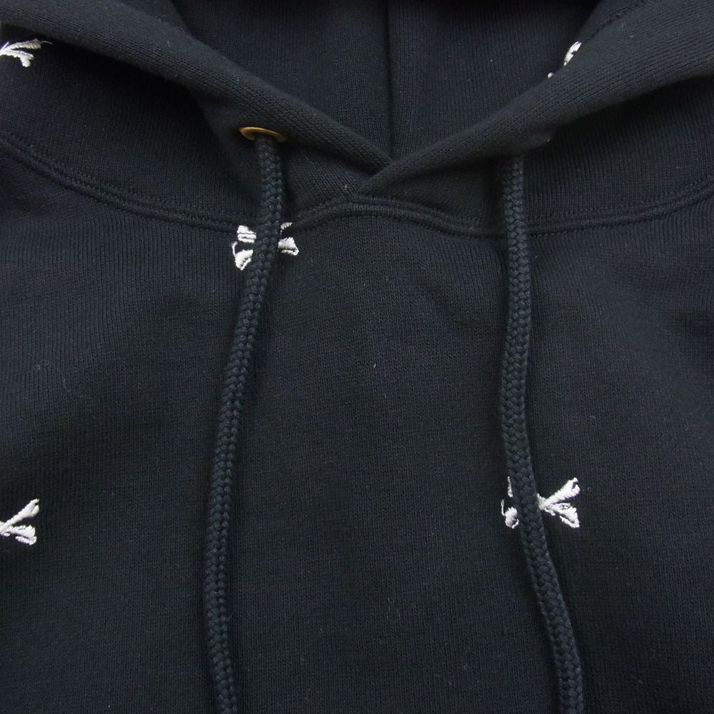 WTAPS ダブルタップス 22AW 22ATDT-CSM26 ACNE HOODY CTPL TEXTILE クロスボーン 刺繍 総柄 パーカー ブラック系 03【極上美品】【中古】
