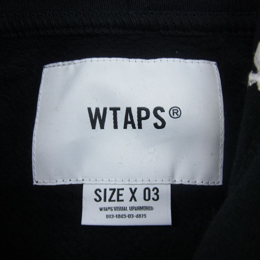 WTAPS ダブルタップス 22AW 22ATDT-CSM26 ACNE HOODY CTPL TEXTILE クロスボーン 刺繍 総柄 パーカー ブラック系 03【極上美品】【中古】
