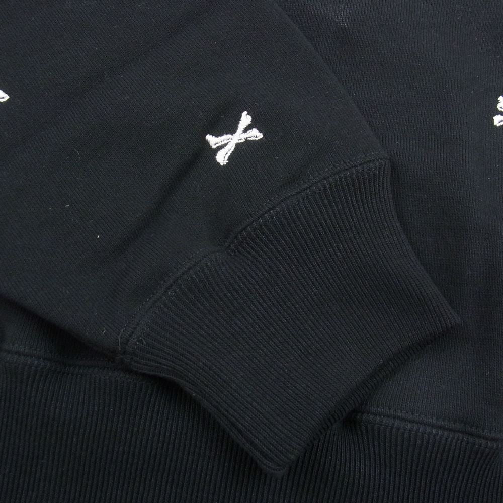 WTAPS ダブルタップス 22AW 22ATDT-CSM26 ACNE HOODY CTPL TEXTILE クロスボーン 刺繍 総柄 パーカー ブラック系 03【極上美品】【中古】