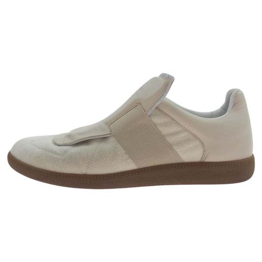 MAISON MARGIELA メゾンマルジェラ 18AW S57WS0225 レザー切替 ジャーマントレーナー スリッポン シューズ スニーカー ホワイト系 ベージュ系 42【中古】