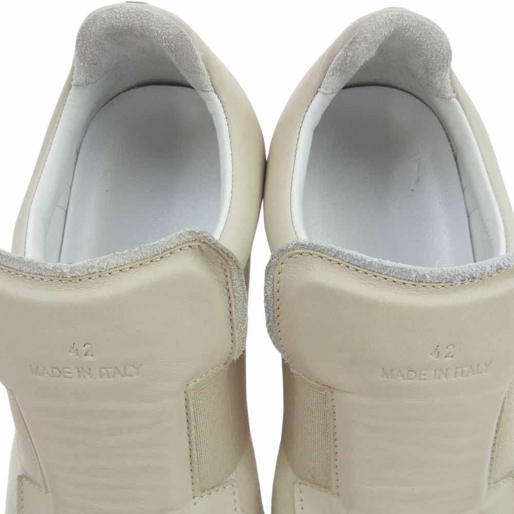 MAISON MARGIELA メゾンマルジェラ 18AW S57WS0225 レザー切替 ジャーマントレーナー スリッポン シューズ スニーカー ホワイト系 ベージュ系 42【中古】