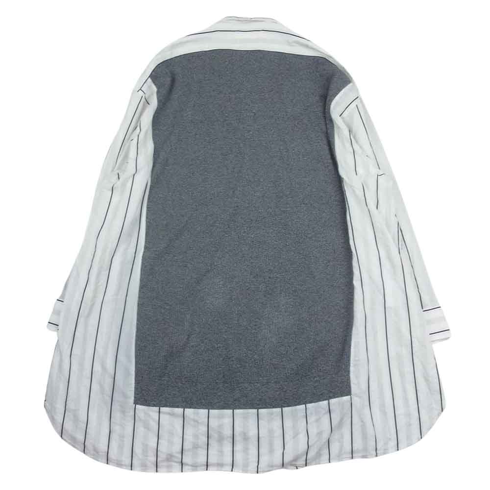 MAISON MARGIELA メゾンマルジェラ 20SS S51DL0278 ①ライン Vネック ニット ドッキング シャツ切替 ワンピース グレー系 ホワイト系 XS【中古】