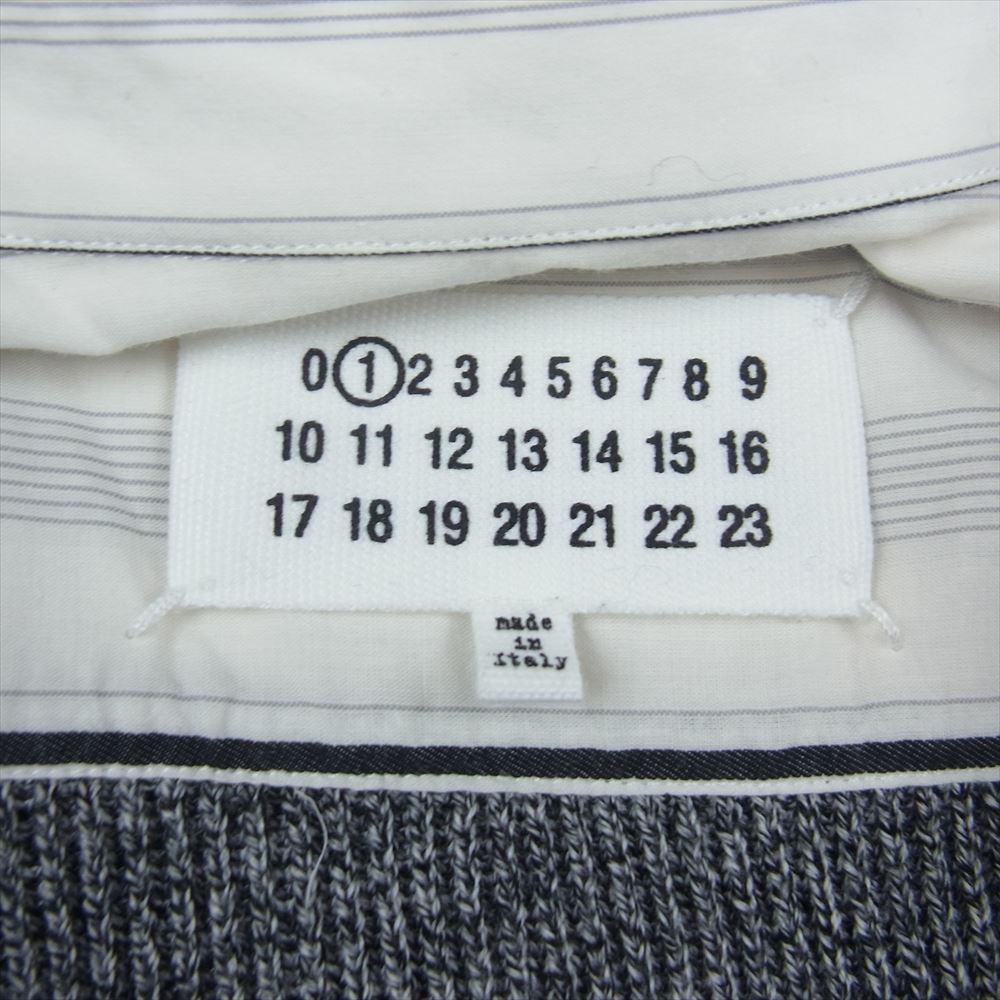 MAISON MARGIELA メゾンマルジェラ 20SS S51DL0278 ①ライン Vネック ニット ドッキング シャツ切替 ワンピース グレー系 ホワイト系 XS【中古】
