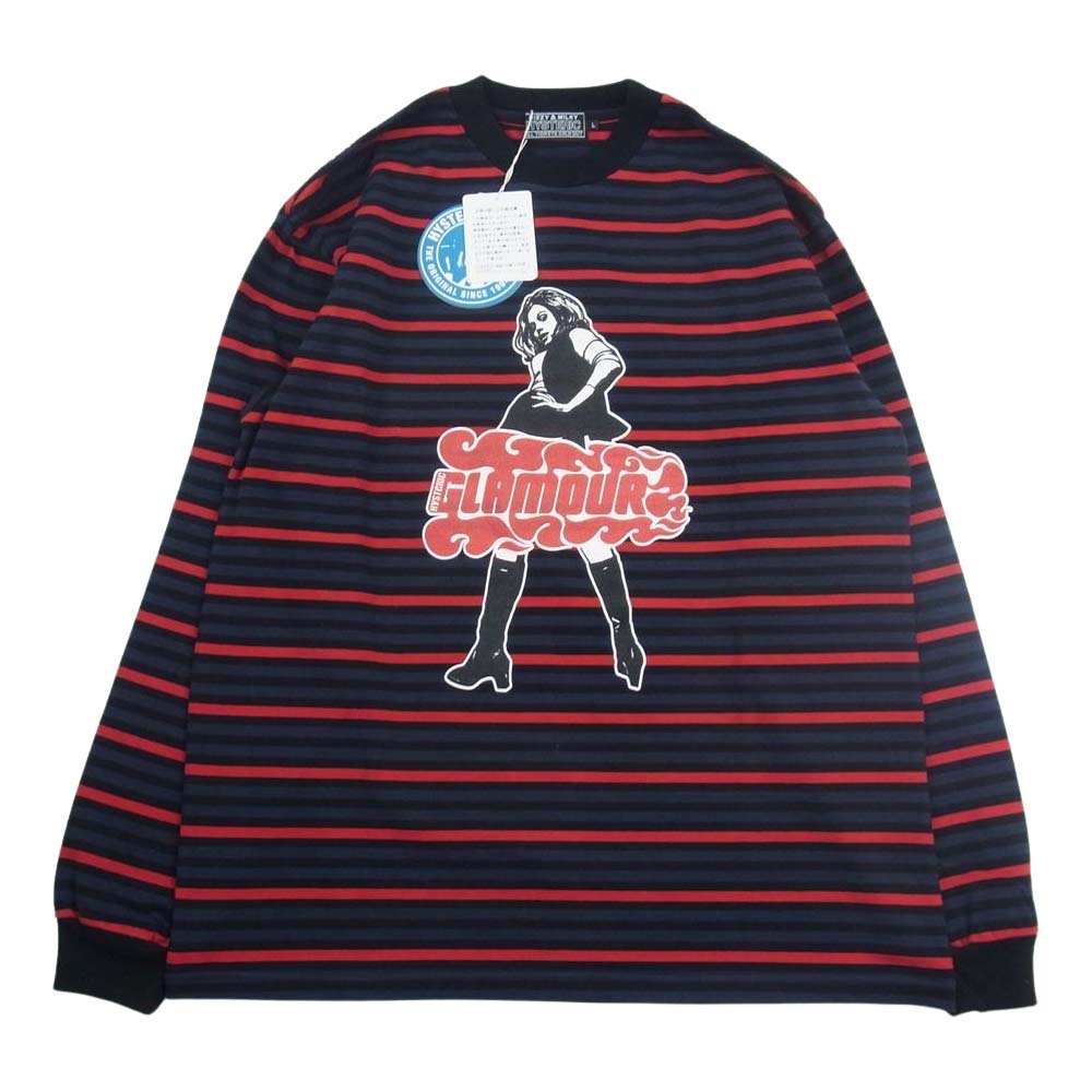 HYSTERIC GLAMOUR ヒステリックグラマー 23AW 02233CL07496 VIXEN GIRL ビクセンガール ボーダー 長袖 Tシャツ マルチカラー系 L【新古品】【未使用】【中古】