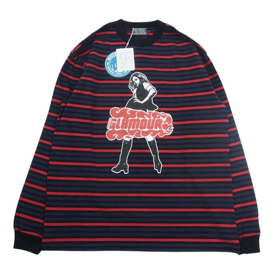 HYSTERIC GLAMOUR ヒステリックグラマー 23AW 02233CL07496 VIXEN GIRL ビクセンガール ボーダー 長袖 Tシャツ マルチカラー系 L【新古品】【未使用】【中古】