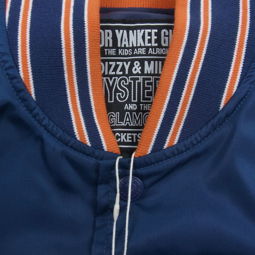 HYSTERIC GLAMOUR ヒステリックグラマー 23AW 02233AB10475 MAKE ME SMILE バックロゴプリント スタジアムジャケット スタジャン ネイビー系 L【新古品】【未使用】【中古】