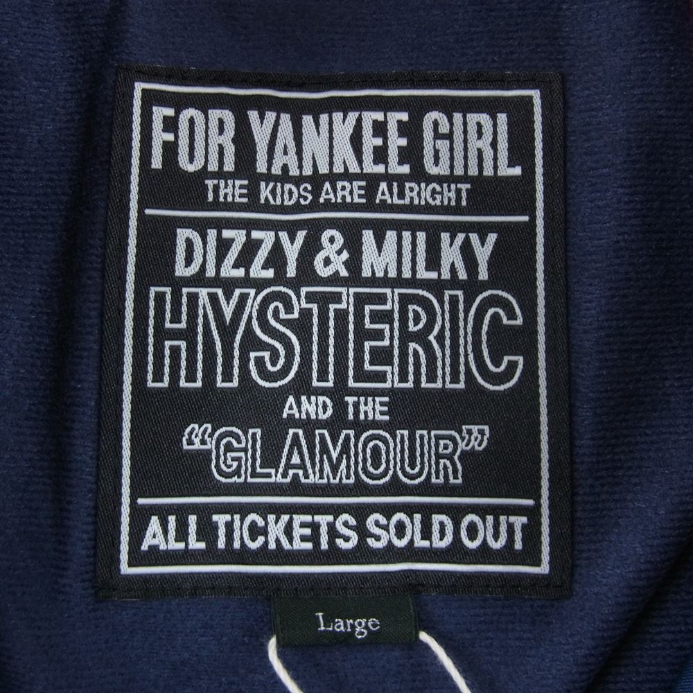 HYSTERIC GLAMOUR ヒステリックグラマー 23AW 02233AB10475 MAKE ME SMILE バックロゴプリント スタジアムジャケット スタジャン ネイビー系 L【新古品】【未使用】【中古】