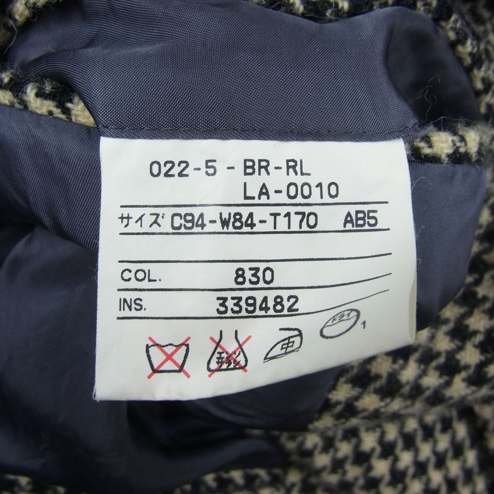 POLO RALPH LAUREN ポロ・ラルフローレン 022-5-BR-RL ウール 2Bテーラード ジャケット 千鳥柄  ブラック系 ベージュ系 C94-W84-T170 AB5【中古】