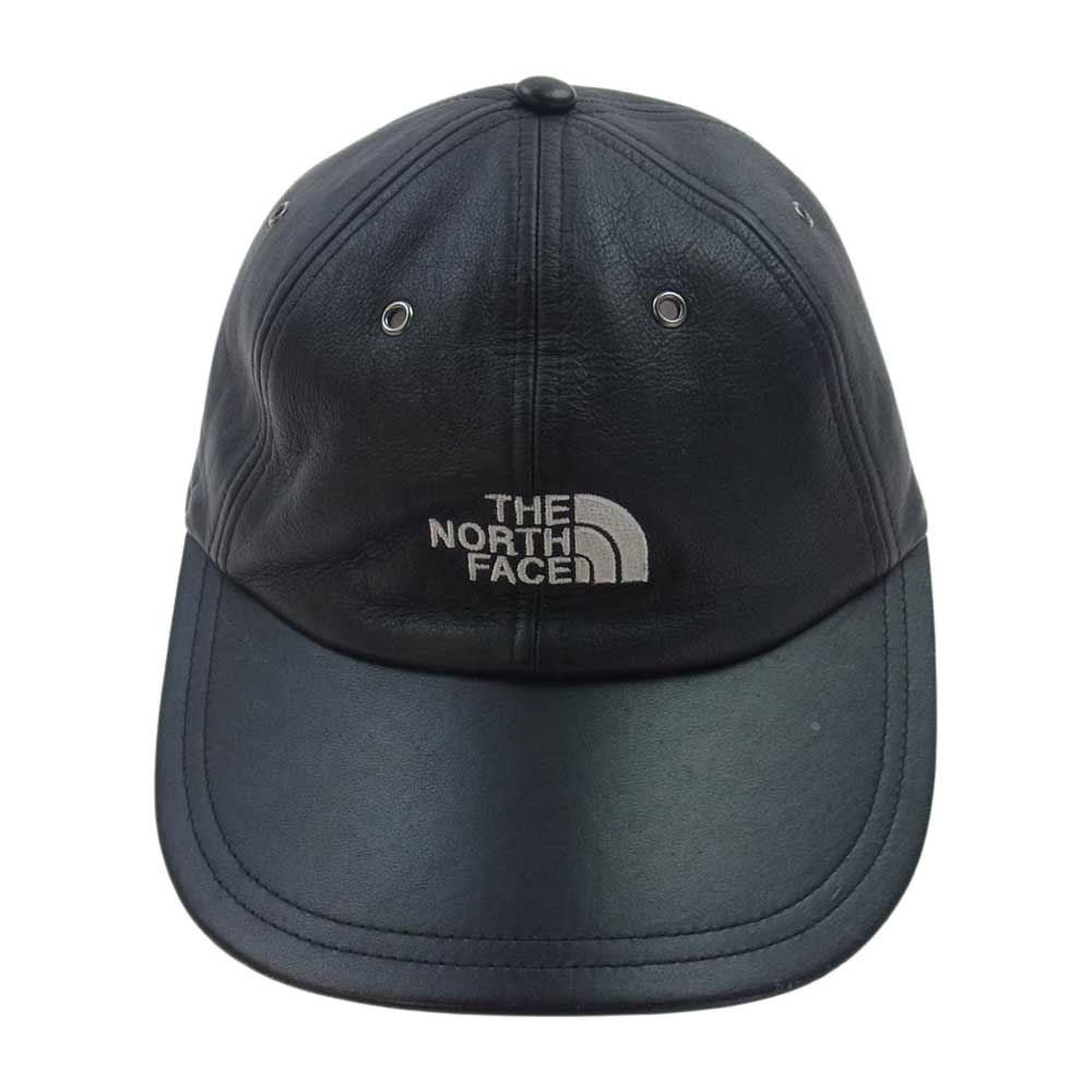 Supreme シュプリーム 18AW NN41804I × THE NORTH FACE ノースフェイス Leather 6-Panel Cap レザー パネル キャップ 帽子 ブラック系 ワンサイズ【美品】【中古】