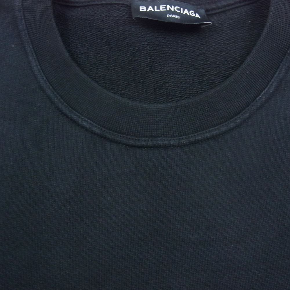 BALENCIAGA バレンシアガ 17AW 485994 TWK22 Oversized Homme City Sweatshirt オーバーサイズ オム シティ クルーネック スウェットシャツ 刺繍 ブラック系 M【中古】