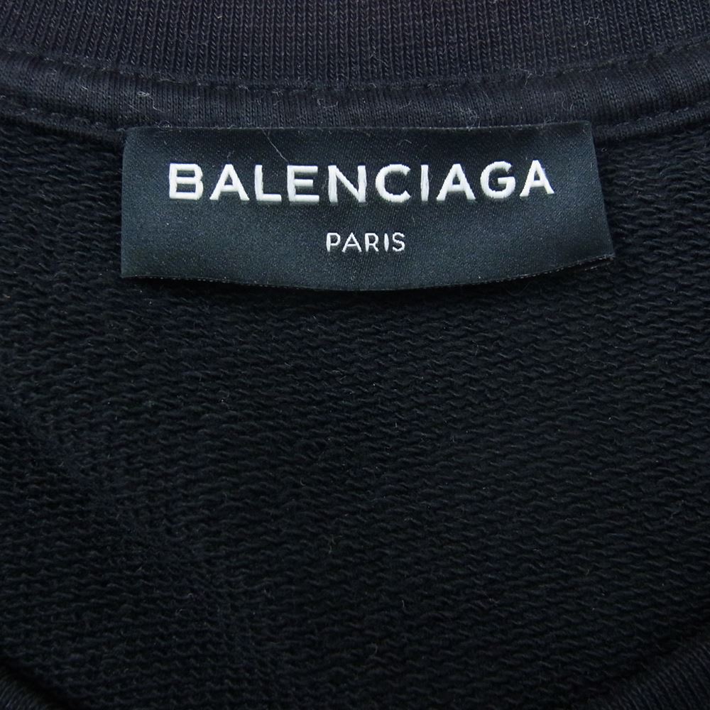 BALENCIAGA バレンシアガ 17AW 485994 TWK22 Oversized Homme City Sweatshirt オーバーサイズ オム シティ クルーネック スウェットシャツ 刺繍 ブラック系 M【中古】