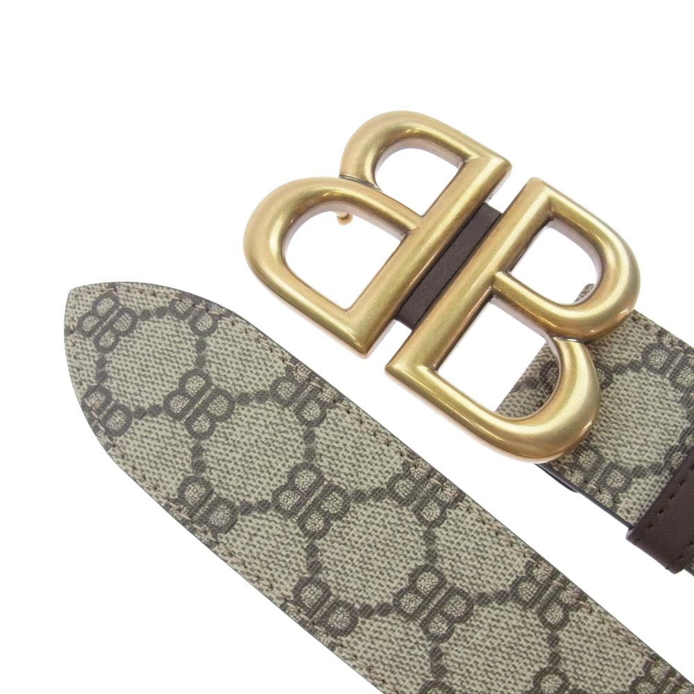 BALENCIAGA バレンシアガ 680453 2103Z0001 GUCCI グッチ 680453 2103Z0001 BBバックル GGキャンバス ベルト  ライトブラウン系 ゴールド系【新古品】【未使用】【中古】