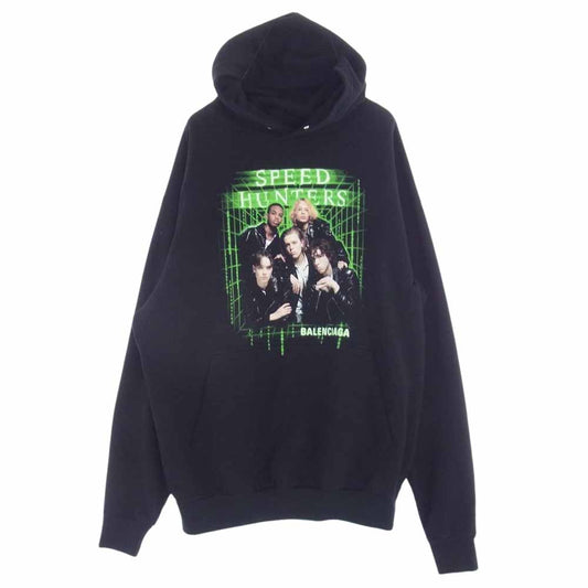BALENCIAGA バレンシアガ 559523 TDV38 1000 speedhunters スピードハンターズ スピハン プリント プルオーバー パーカー ブラック系 M【中古】