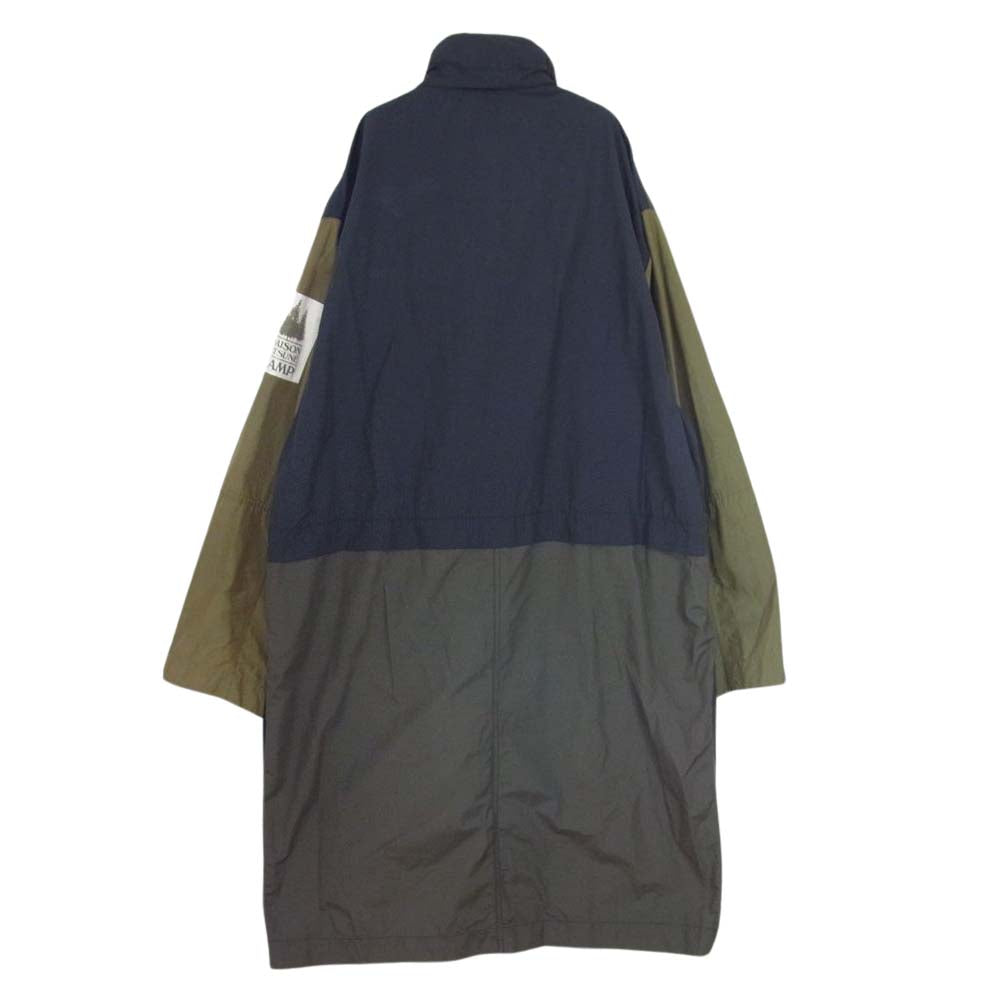 MAISON KITSUNE メゾンキツネ 22SS IU02293WC0012 KMO02020 MULTIPOCKET RAINCOAT 袖パッチワーク マルチカーゴポケット クレイジーパターン フーデッド レイン コート カーキ系 L【中古】