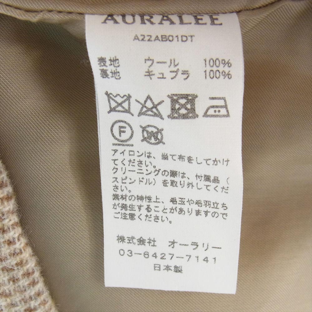 AURALEE オーラリー 22AW A22AB01DT  WOOL HAIRLINE LIGHT TWEED ZIP BLOUSON #TOP IVORY ウール ヘアラインツイード ジップブルゾン ベージュ系 5【中古】