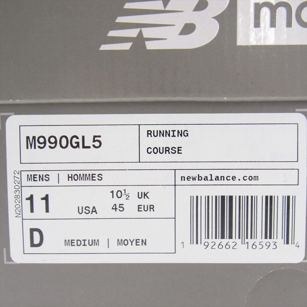 NEW BALANCE ニューバランス M990GL5 990V5 Gray スニーカー グレー系 29cm【美品】【中古】