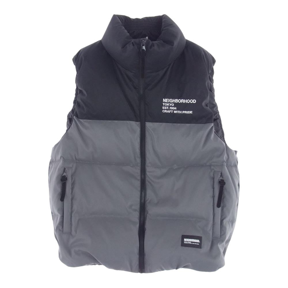 NEIGHBORHOOD ネイバーフッド 232TSNH-JKM05 CLASSIC DOWN VEST クラシック ダウン ベスト グレー系 ブラック系 S【新古品】【未使用】【中古】
