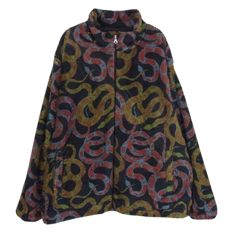CALEE キャリー 22AW Allover snake pattern fleece jacket スネーク 総柄 フリース ジャケット ブラック系 XL【中古】