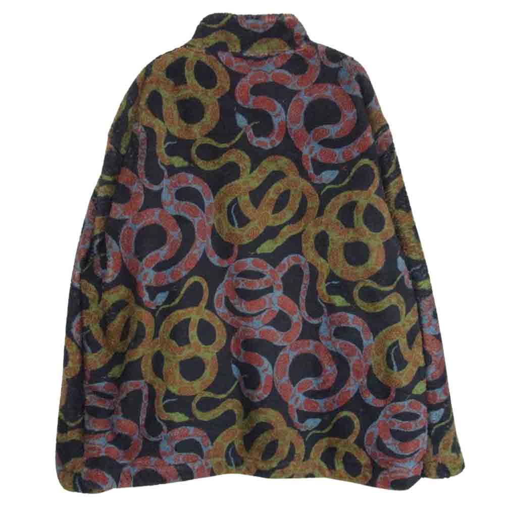 CALEE キャリー 22AW Allover snake pattern fleece jacket スネーク 総柄 フリース ジャケット ブラック系 XL【中古】