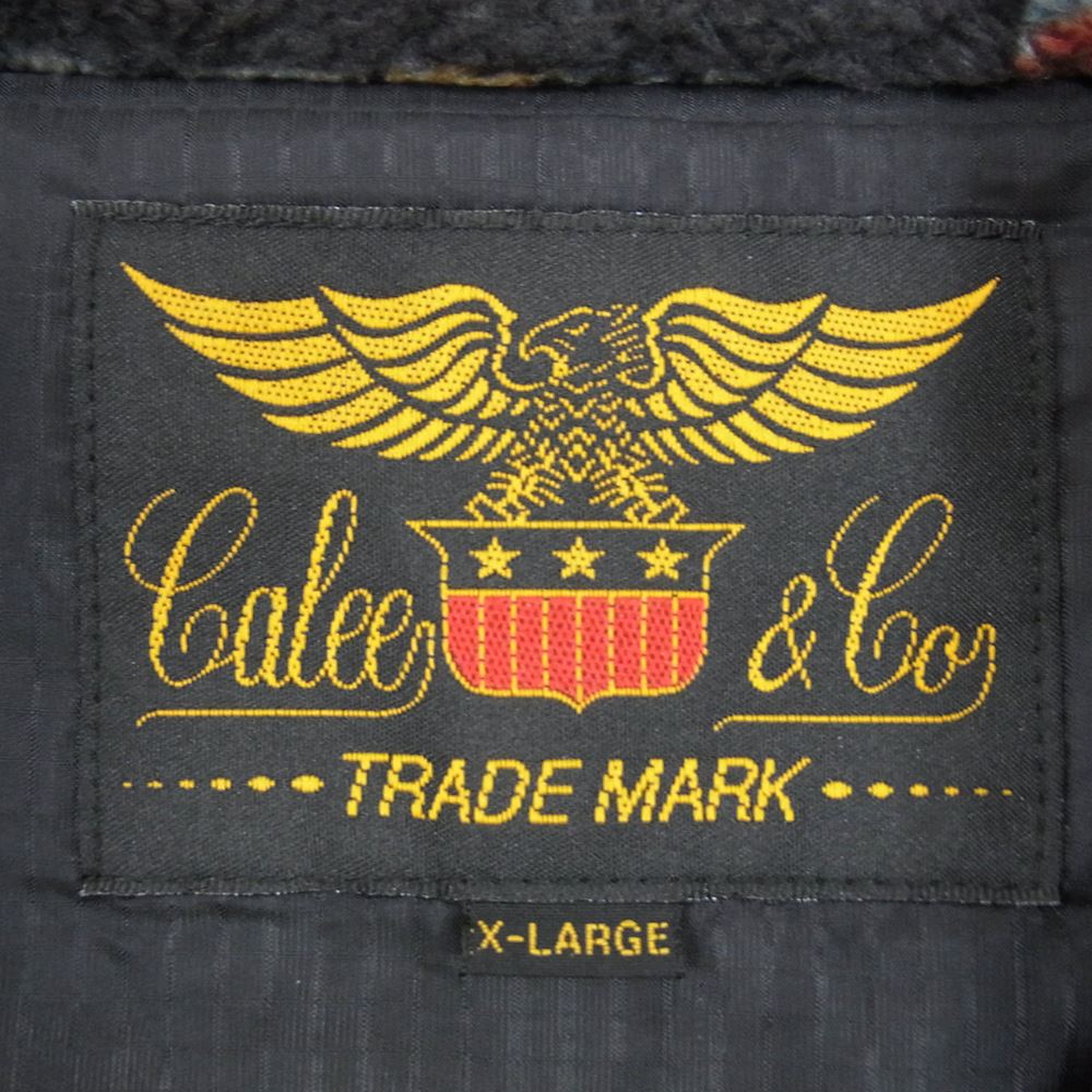 CALEE キャリー 22AW Allover snake pattern fleece jacket スネーク 総柄 フリース ジャケット ブラック系 XL【中古】