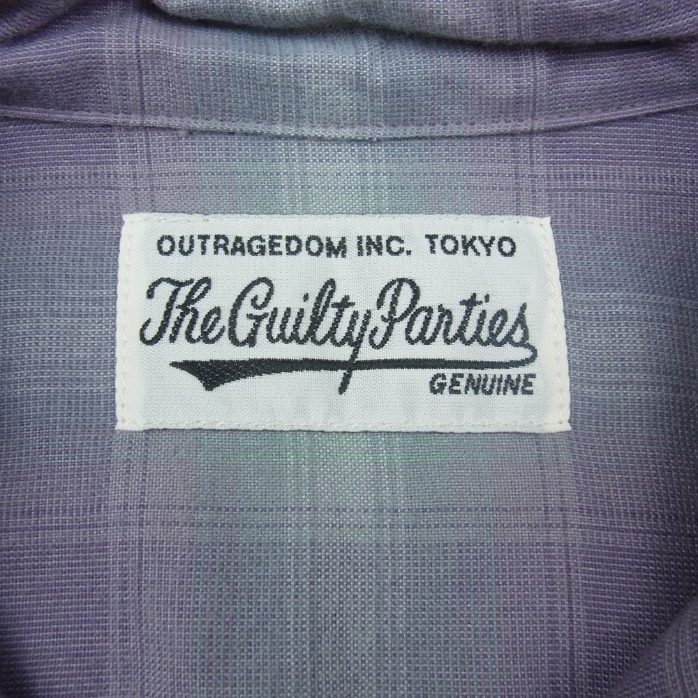 WACKO MARIA ワコマリア 22SS OMBRE CHECK OPEN COLLAR SHIRT L/S TYPE-2 オンブレ チェック シャツ パープル系 M【中古】