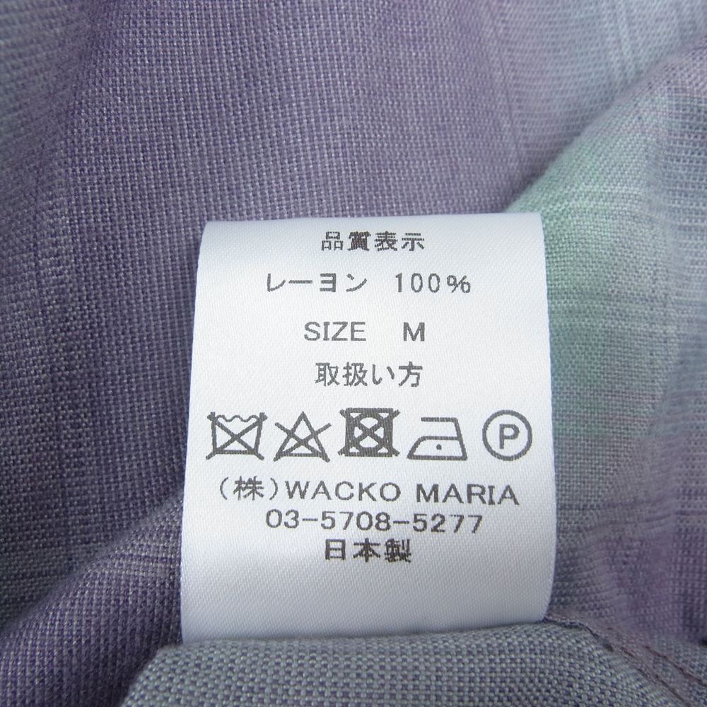 WACKO MARIA ワコマリア 22SS OMBRE CHECK OPEN COLLAR SHIRT L/S TYPE-2 オンブレ チェック シャツ パープル系 M【中古】