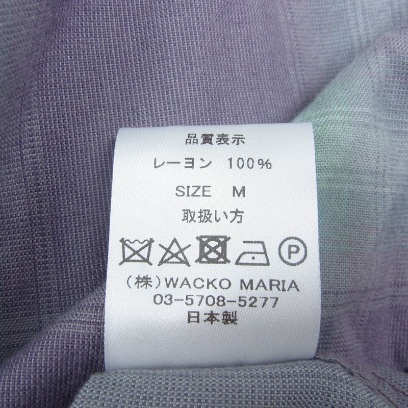 WACKO MARIA ワコマリア 22SS OMBRE CHECK OPEN COLLAR SHIRT L/S TYPE-2 オンブレ チェック  シャツ パープル系 M【中古】