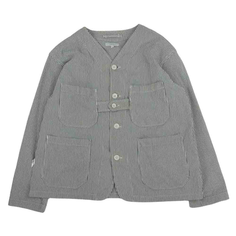 Engineered Garments エンジニアードガーメンツ Cardigan Jacket-Seersucker Stripe ストライプ シアサッカー地 Vネック カーディガン インディゴブルー系 XS【中古】
