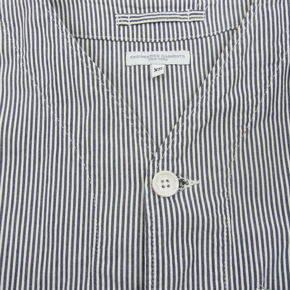 Engineered Garments エンジニアードガーメンツ Cardigan Jacket-Seersucker Stripe ストライプ シアサッカー地 Vネック カーディガン インディゴブルー系 XS【中古】