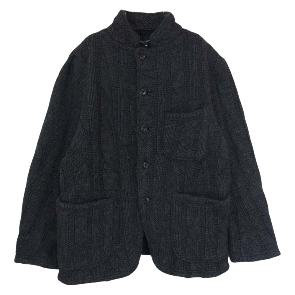 Engineered Garments エンジニアードガーメンツ KNIT LEISURE JACKET - CABLE KNIT ローゲージ ケーブル編み ニット ジャケット グレー系 S【中古】