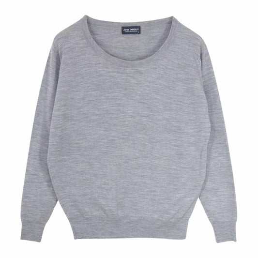 JOHN SMEDLEY ジョンスメドレー イギリス製 ウール クルーネック ニット グレー系 S【中古】
